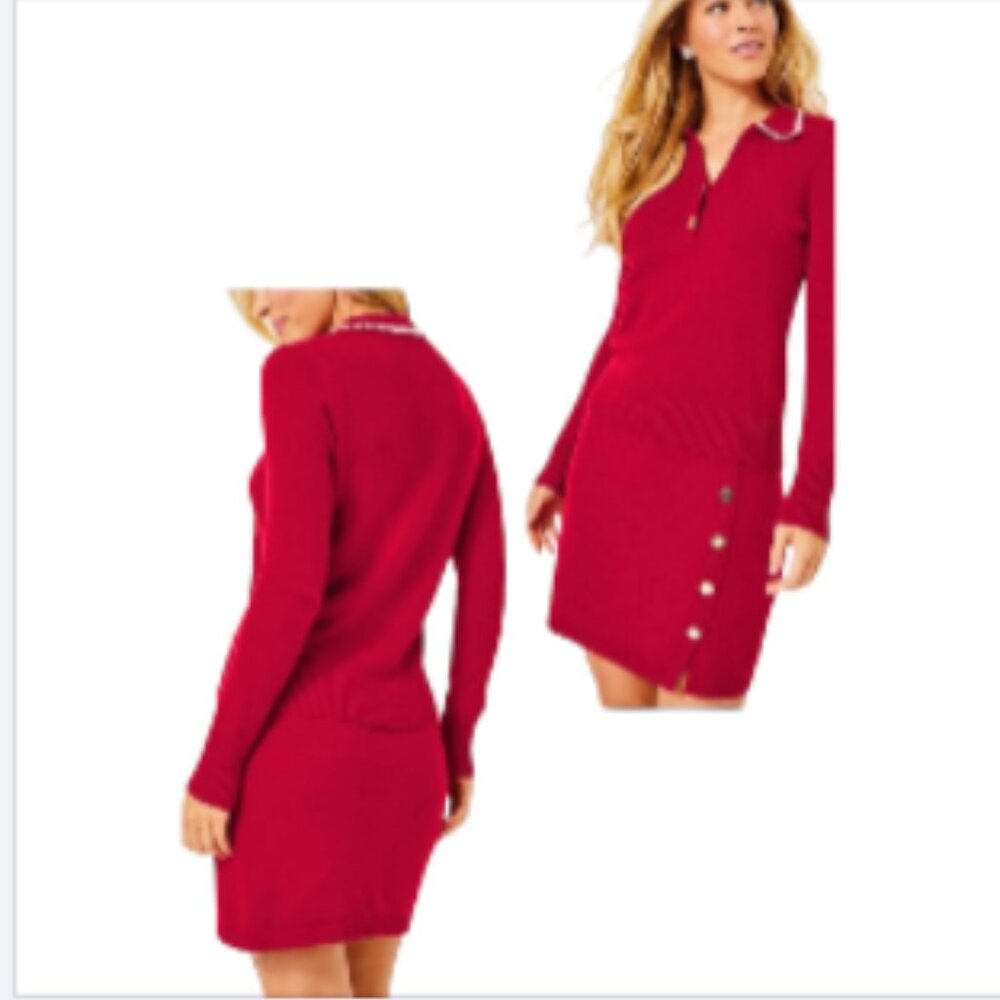 LILLY PULITZER LIZONA SWEATER SKIRT PENCIL STYLE KNIT POINSETTIA RED NWT Sz M